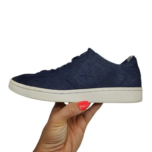 Converse Shoes Womens 6 Navy Blue Suede Leather Low Tops One Star Comfy Preppy - Picture 10 of 14